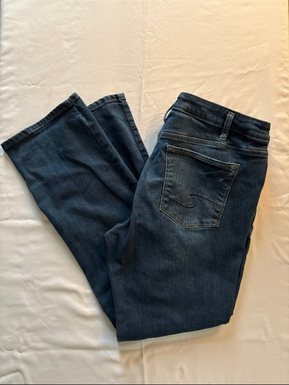 Silver Jeans Women Straight Leg Dark Blue Denim